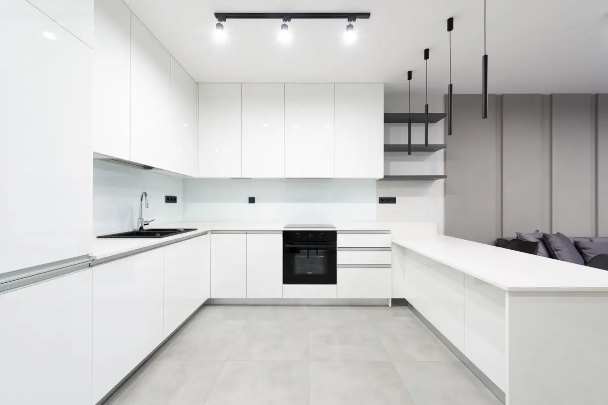 Empty white kitchen ready for new owners